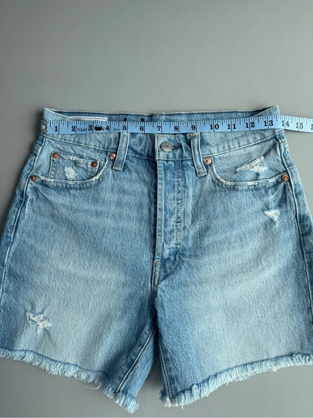 GAP Cheeky Midi Denim Shorts W26 Petite Light Indigo High Rise Cutoff